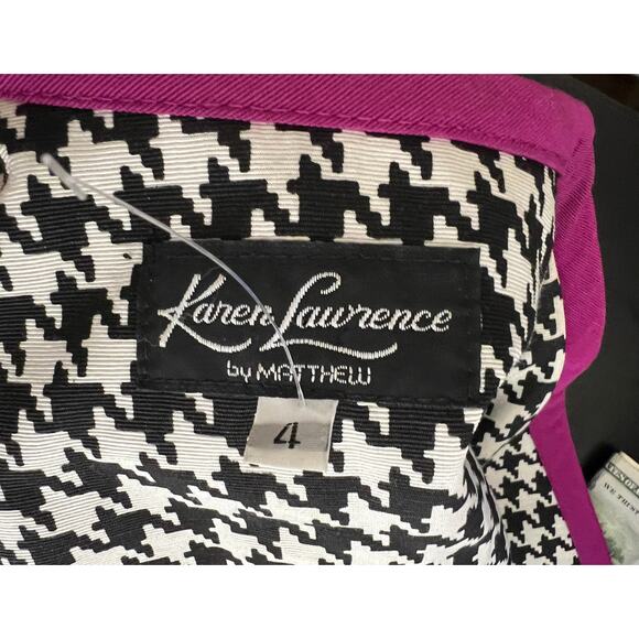 VINTAGE Karen Lawrence Black Pink Houndstooth Sequin Dress Blazer Set 4 VTG USA - Picture 10 of 10